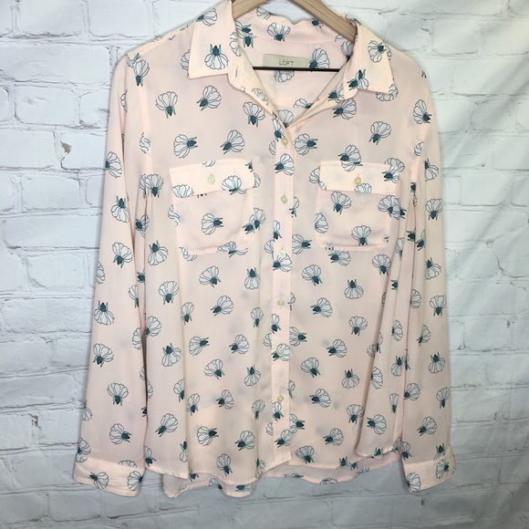 LOFT Tops - LOFT Long Sleeve Button Down Floral Print Top Size Large